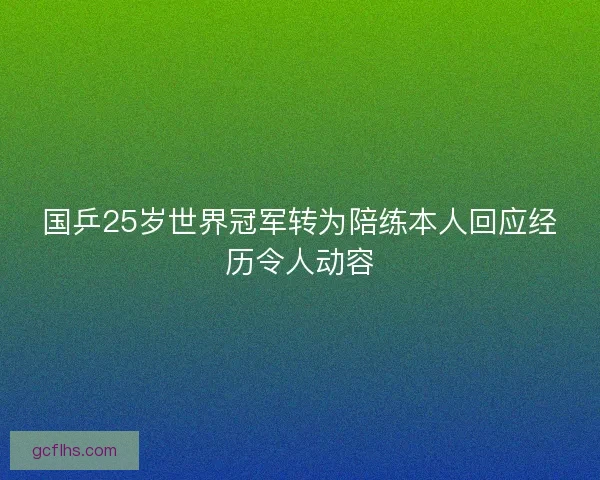 国乒25岁世界冠军转为陪练本人回应经历令人动容