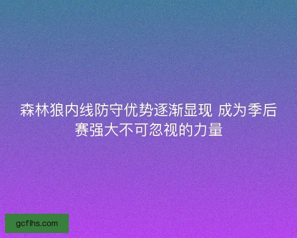 森林狼内线防守优势逐渐显现 成为季后赛强大不可忽视的力量