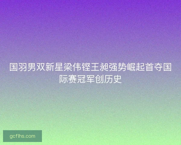 国羽男双新星梁伟铿王昶强势崛起首夺国际赛冠军创历史