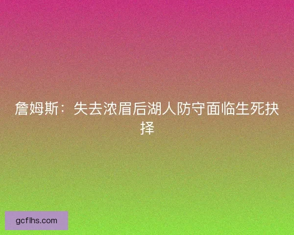 詹姆斯：失去浓眉后湖人防守面临生死抉择